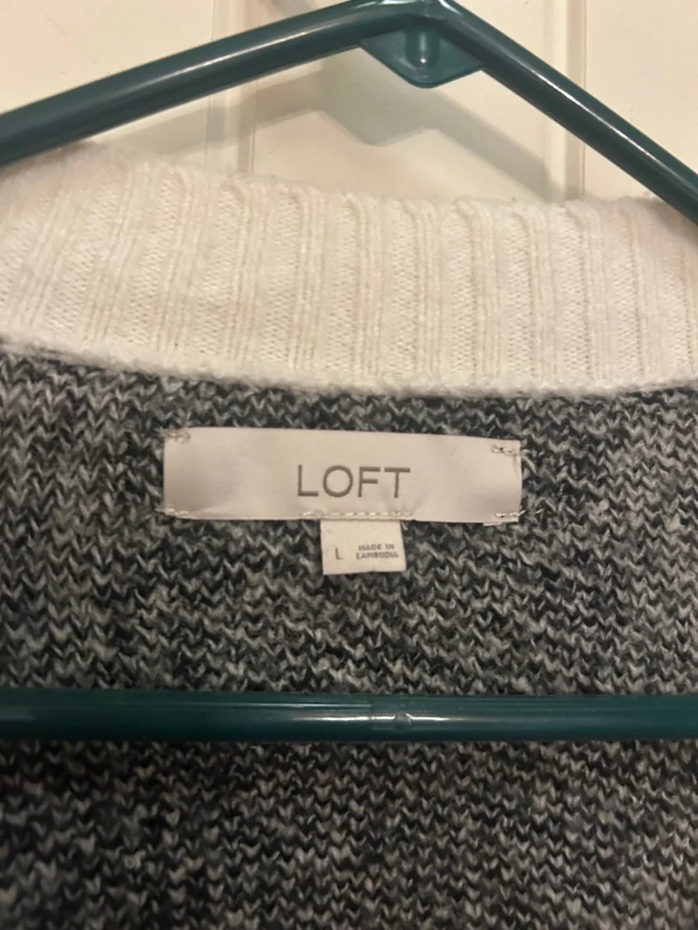 LOFT Large Black & White Buffalo check Plaid Cardigan